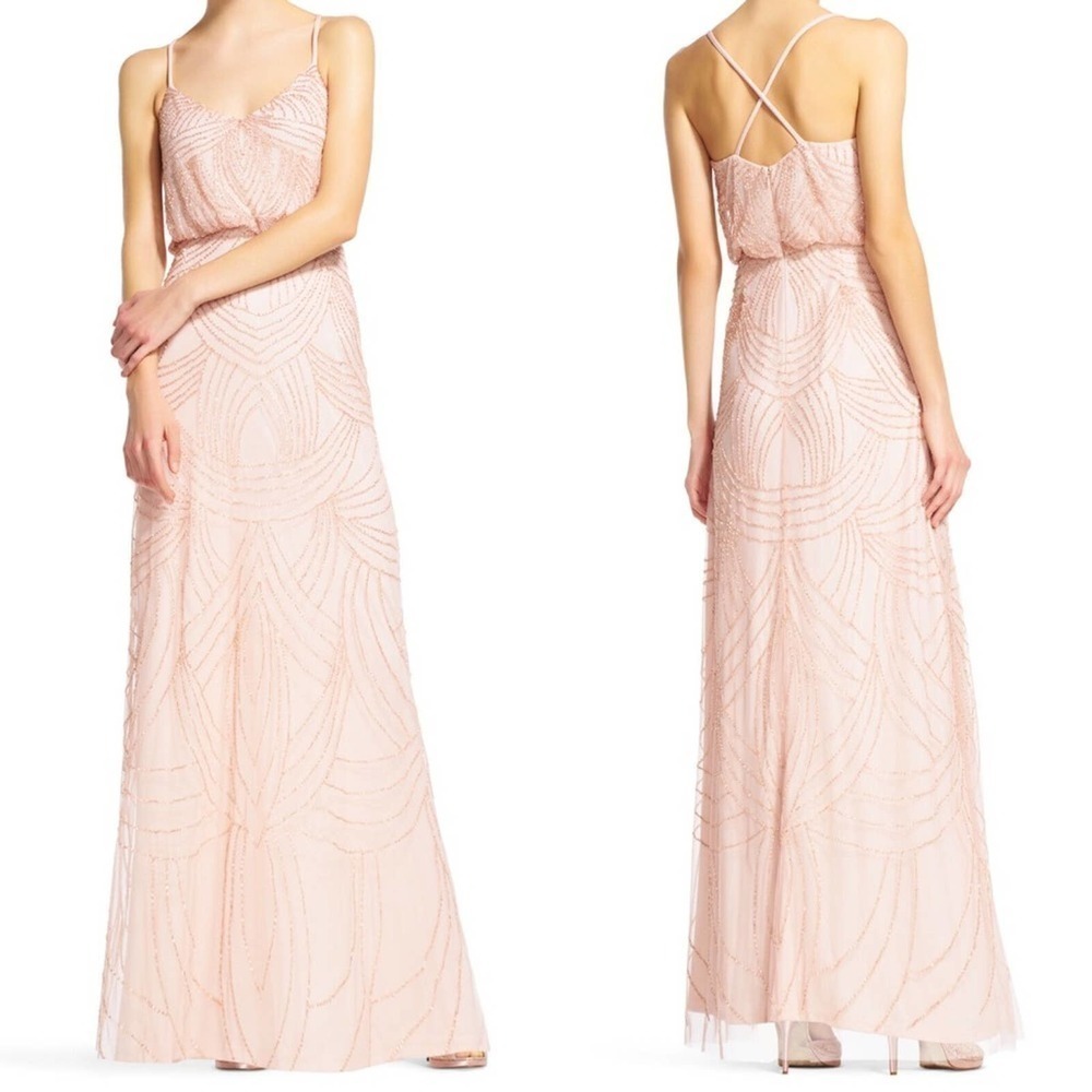 Adrianna Papell Beaded Blouson Chiffon Dress